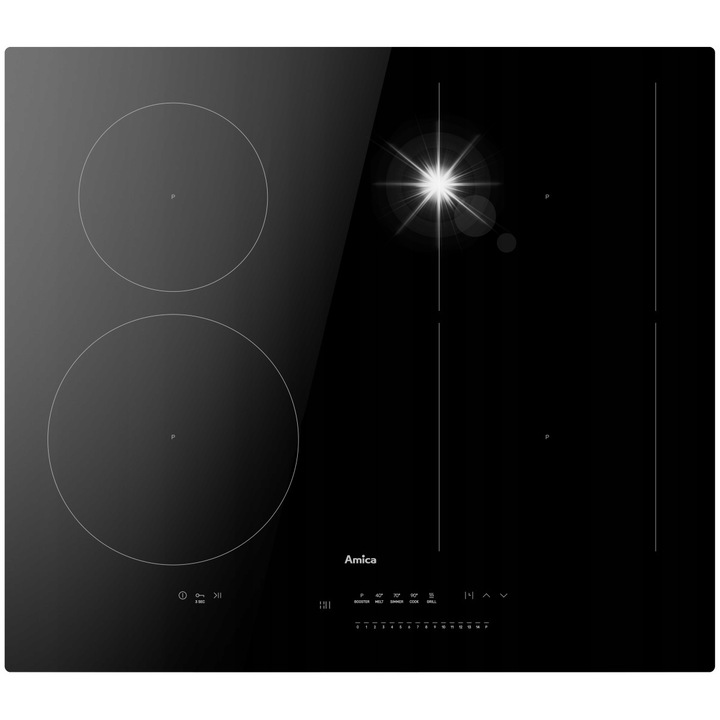 Индукционен плот Amica PIG6541PHTSUN, 60см, черен, 7,35 kW, функция AutoBridge, PowerBooster