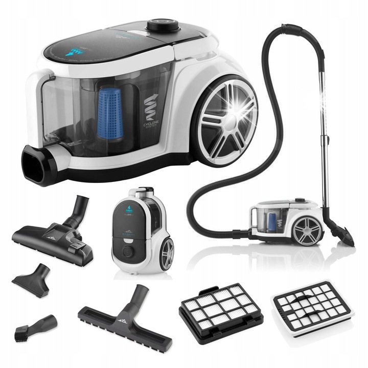 Прахосмукачка без торба ETA Stormy Home 800W, 2.2л, HEPA, бяла, 6м
