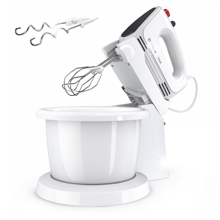 Миксер с купа Bosch CleverMixx, 375W, 3L, бял, 4 скорости, турбо функция