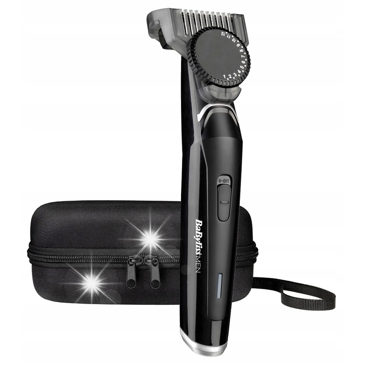 Тример BaByliss T881E, 24 настройки на дължината, 0,5-12 мм, захранване от мрежа/батерия, черен