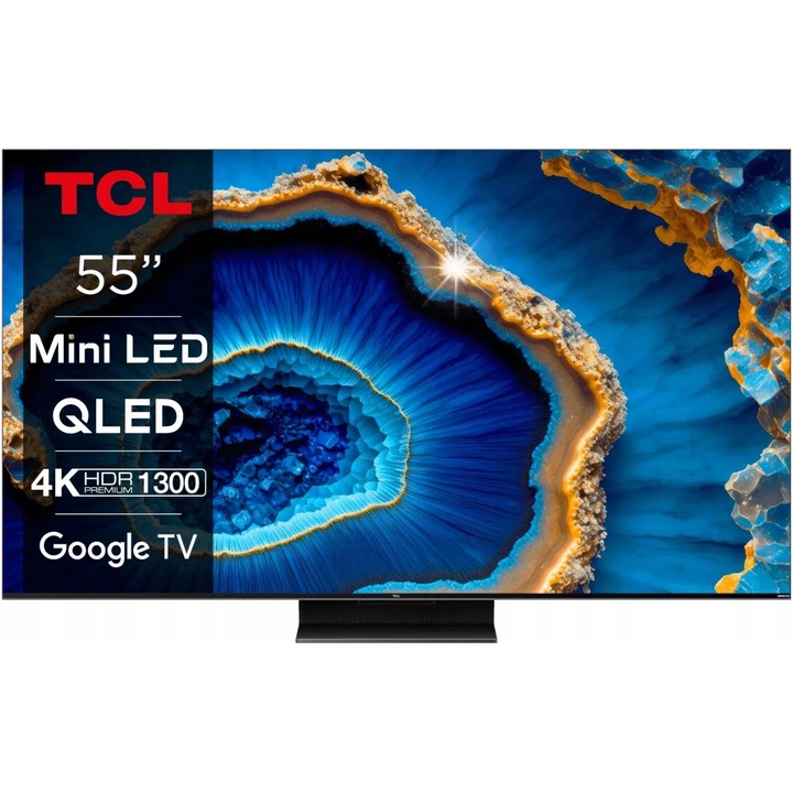Телевизор TCL 55" MINILED 4K HDR, 144Hz, Dolby Vision IQ, Google TV, без рамка