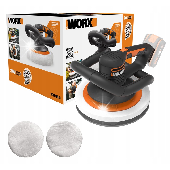 Worx WX856.9 20V polírozógép, 0-3000 ford./perc, 254 mm, akkumulátor és töltő nélkül