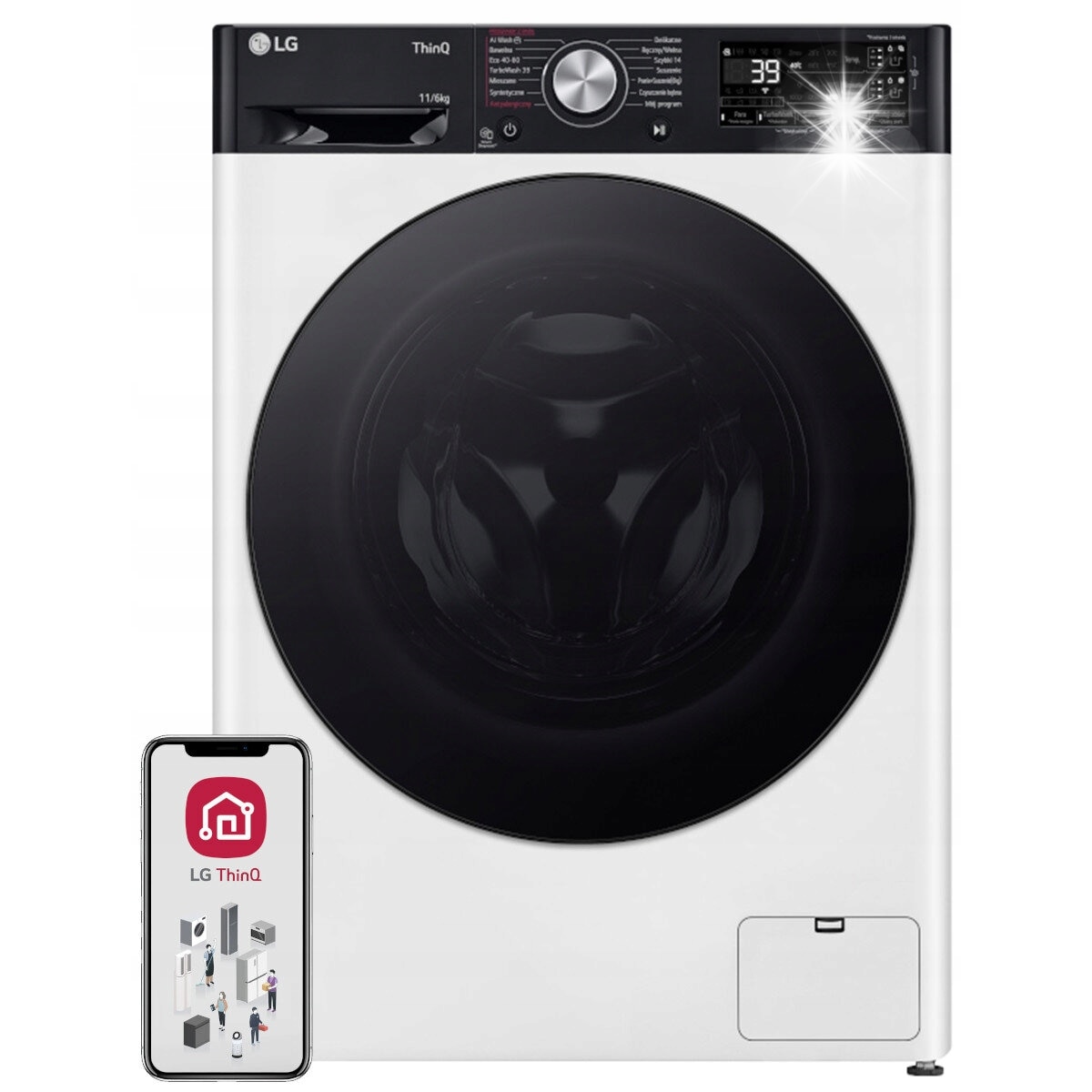 Masina de spalat si uscat, LG F4D1675YW, 11kg/6kg, 1400rpm, alba, 56.5x60x85cm