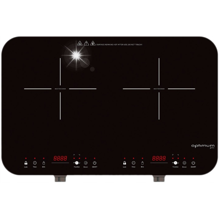 Електрически котлон, Optimum, PX-2002, 10 нива на мощност, 3100W, черен, 2 зони за готвене