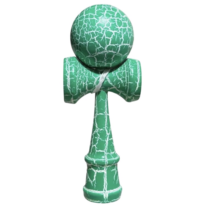 Kendama gyerekeknek, 18x7 cm, Bükkfa, Zöld-Fehér