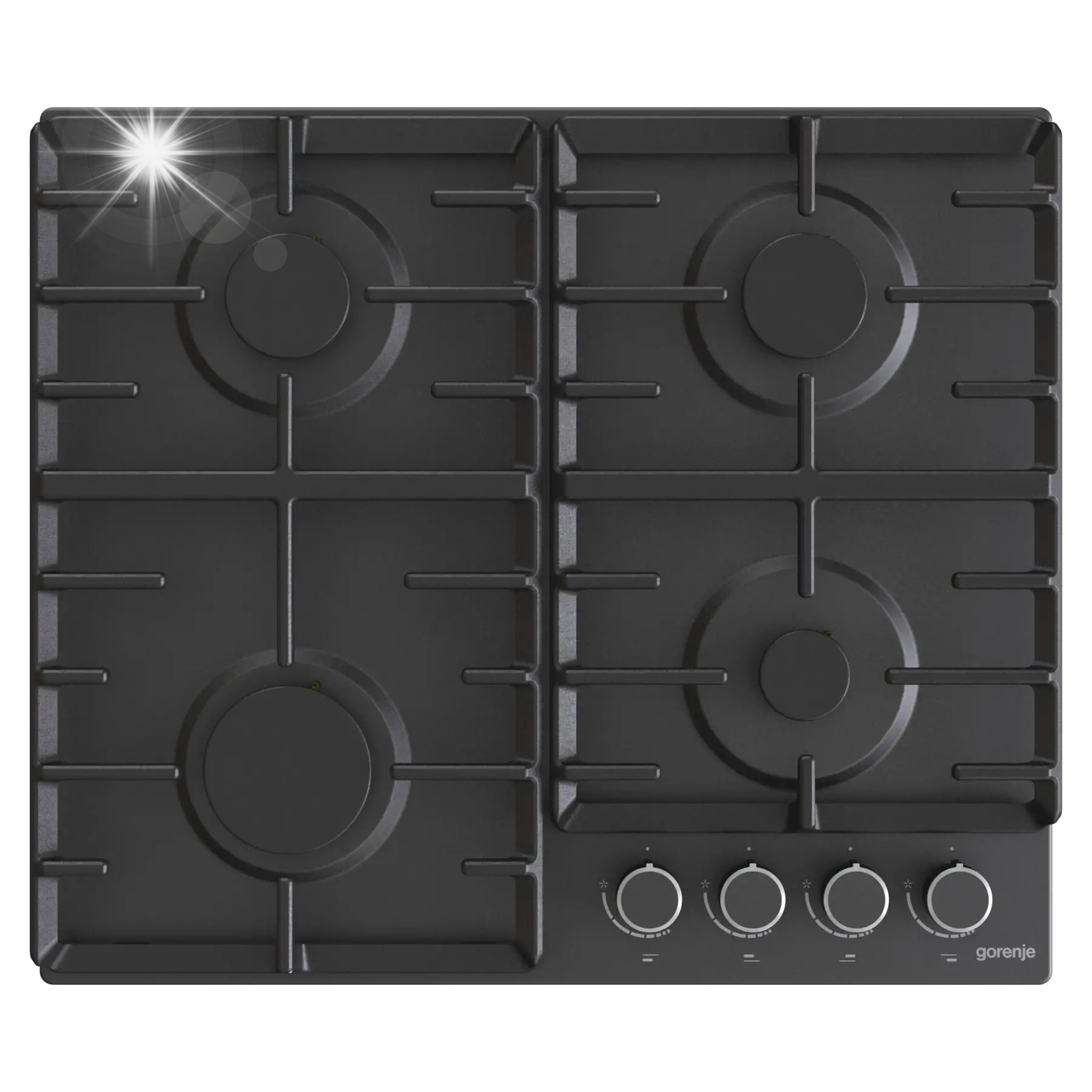 Plita pe gaz, Gorenje G642AB 60cm, 4 arzatoare, suprafata inox, neagra