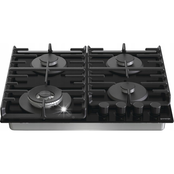 Газов котлон Gorenje, 60см, черен, стъкло, елегантен дизайн, висока стабилност