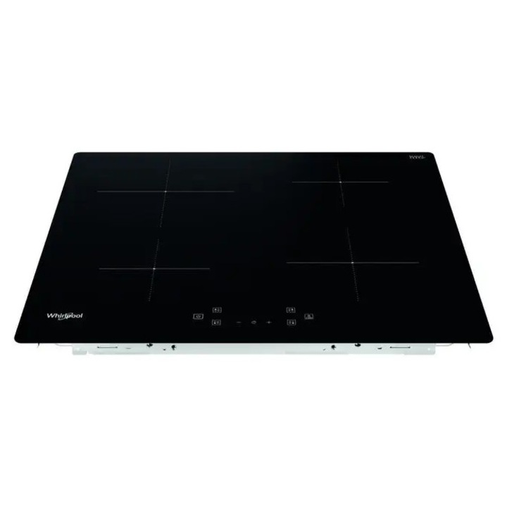 Индукционен плот, Whirlpool 60 см, 4 зони за готвене, 7,2 kW, Таймер, черен