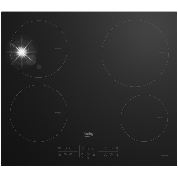 Електрически котлон, Beko, HII 64200 MT, 4 зони, 7200 W, черен, 58x51см