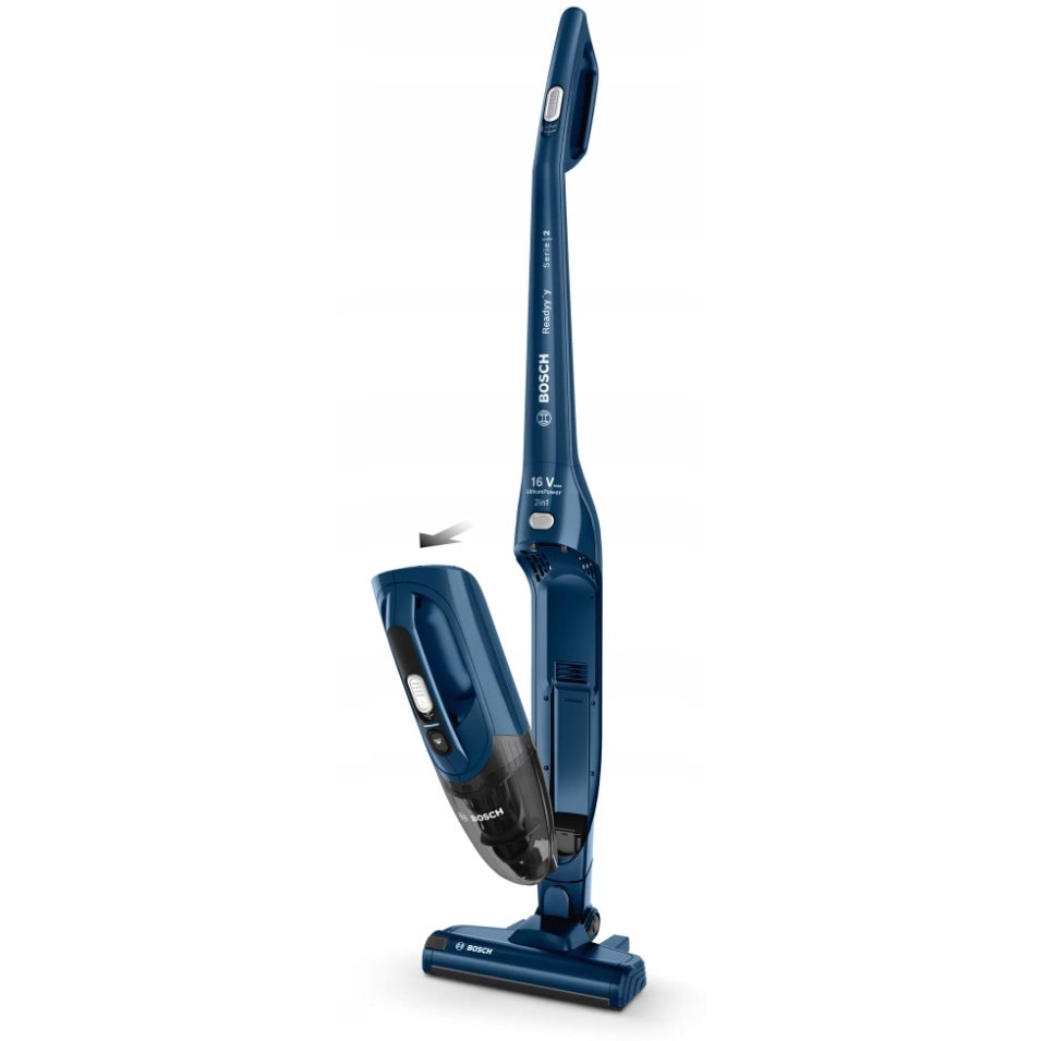 Aspirator vertical Bosch BBHF216 2 în 1, 16V, capacitate 0,6l, albastru, dimensiuni 1160x265x165mm