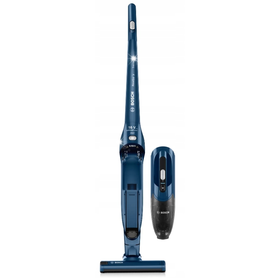 Aspirator vertical Bosch BBHF216 2 în 1, 16V, capacitate 0,6l, albastru, dimensiuni 1160x265x165mm