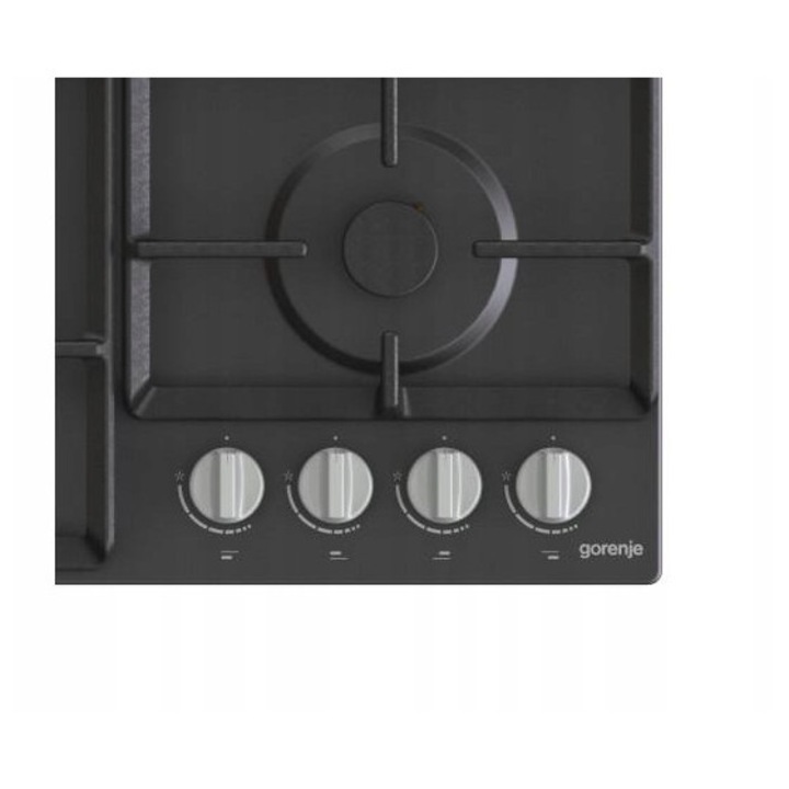 Газов плот, Gorenje GW641EXB, 4 горелки, чугунена скара, черен, 60x52см