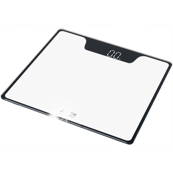 Кантар за тяло Adler, модел AD 8174, 180 кг, LED дисплей, бял, 30x30см