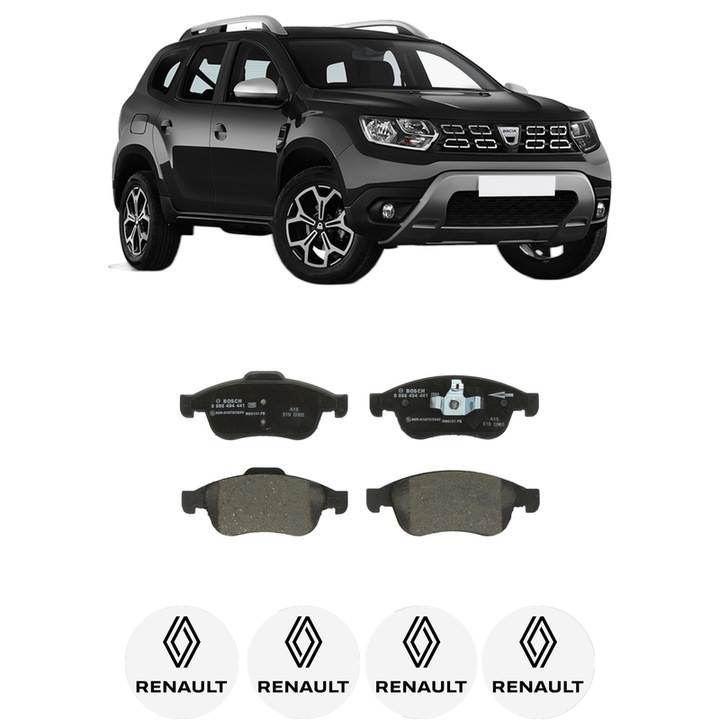 Set placute frana Fata RENAULT DUSTER (HM_) 1.3 TCe 150 4x4 (HMM3, HMMC) din 2021, KW 110 CP 150 CMC 1332, Auto, Bosch, 4 Stickere auto cu RENAULT