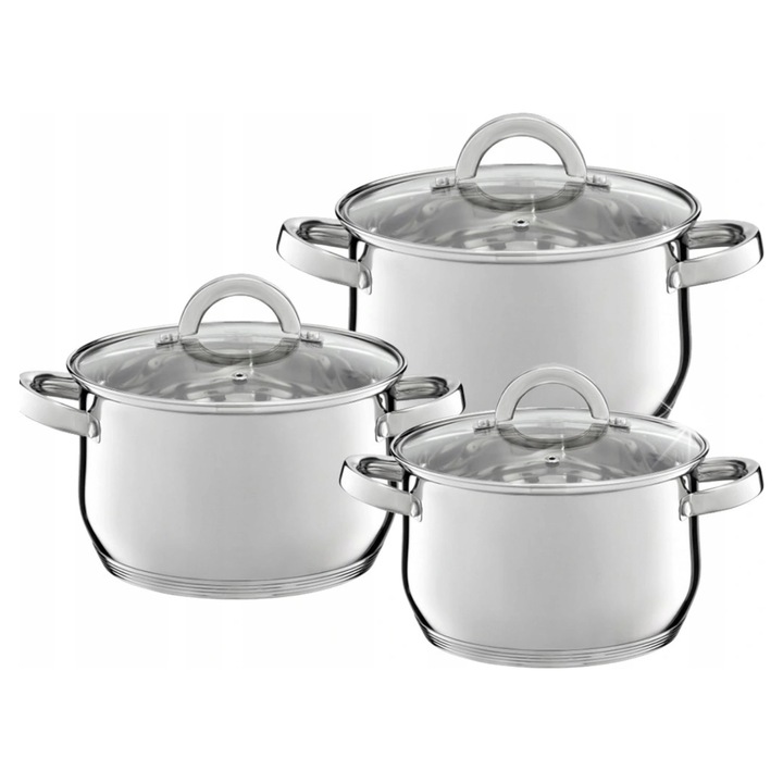 Комплект тенджери Berry 6 части, Ambition, неръждаема стомана, 16x20x24см, с капак, за всички видове котлони