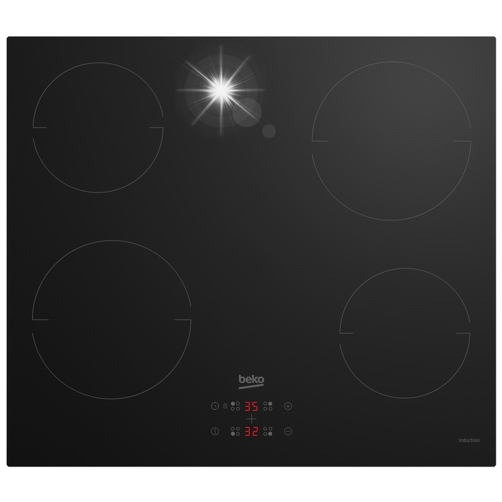Plita electrica Beko, inductiva, 60cm, 4 zone, neagra, 9 niveluri de gatire