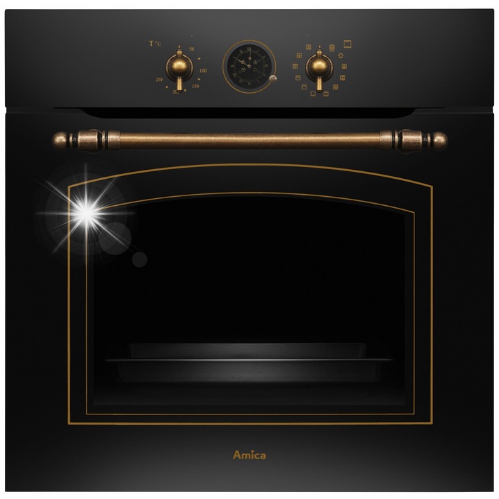 Cuptor electric Amica ED17319B, 77l, antracit, 3 minute incalzire rapida, sistem BakingPro, timer