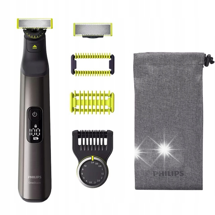 Електрическа самобръсначка Philips OneBlade Pro QP6551/15, 14 настройки за дължина, мокра и суха употреба, 120 мин. живот на батерията