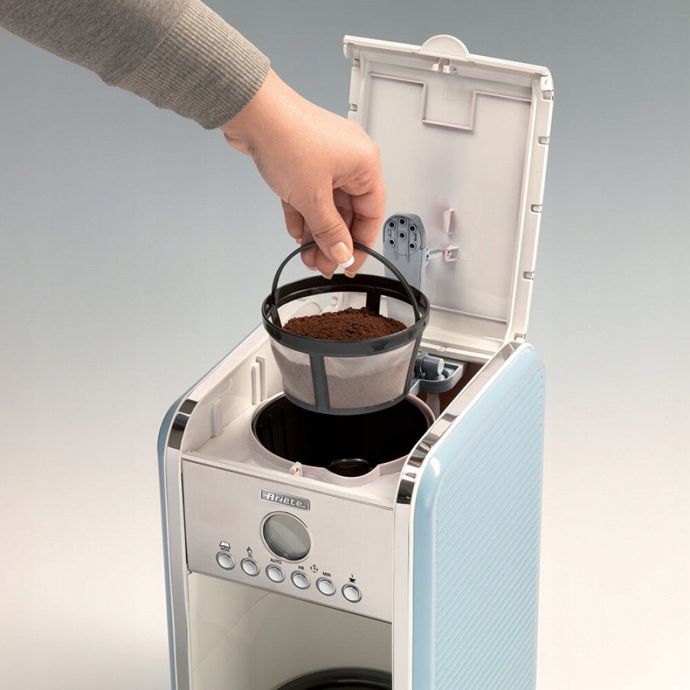 Cafetiere ARIETE, model VINTAGE, 1100W, nuanta albastra, 21x23,5x34,5cm, capacitate 12 cafele