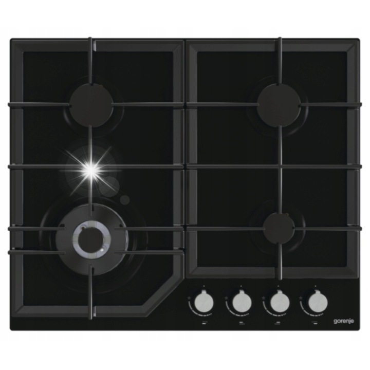 Газов плот Gorenje, 60 см, 4 горелки, стъкло, черен