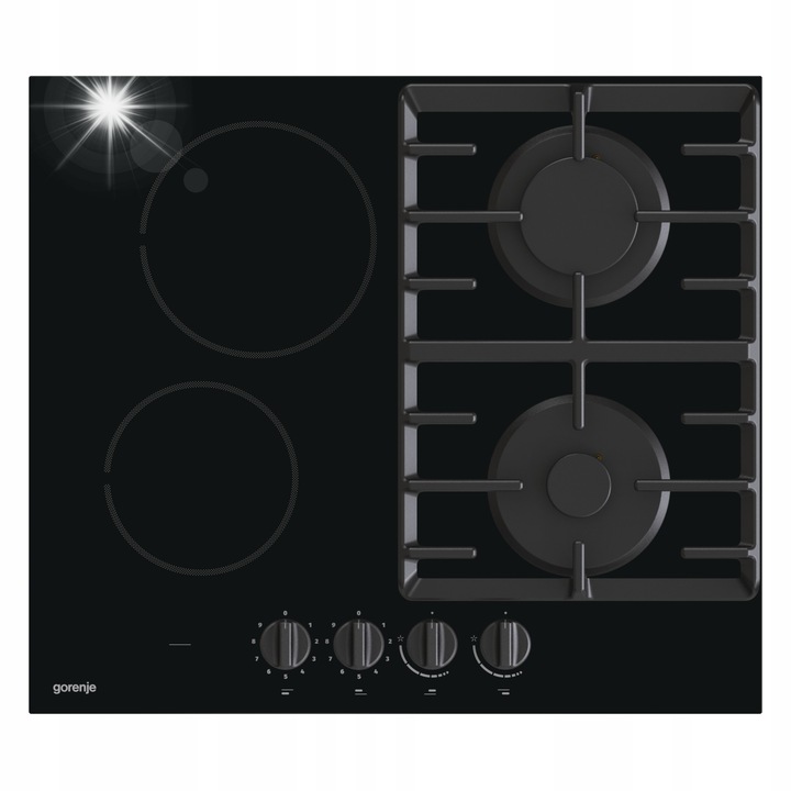 Газокерамичен плот Gorenje, 60см, 4 горелки, черен, 3000W