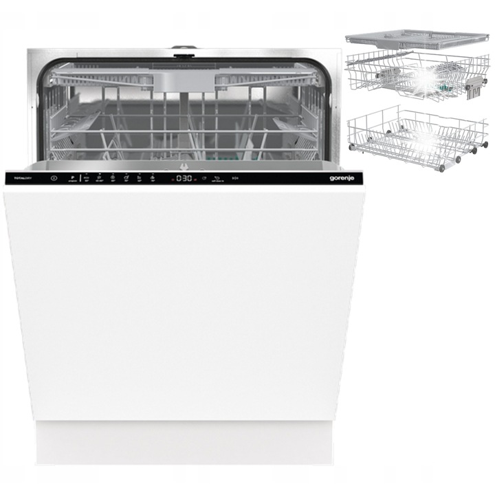Gorenje GV16D beépíthető mosogatógép, 16 teríték, 3 kosár, TotalDry, Speedwash, 59,8x81,6x55,5cm