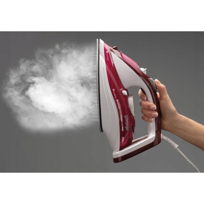 Fier de Calcat GORENJE SIH3000RBC, 3000W, 105g/min, 350ml, Talpa Ceramica, Visiniu-Alb