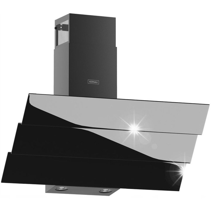Стенен абсорбатор Kernau KCH 3591.2 B, черен, 724-890x900x391мм, LED осветление, 3 скорости