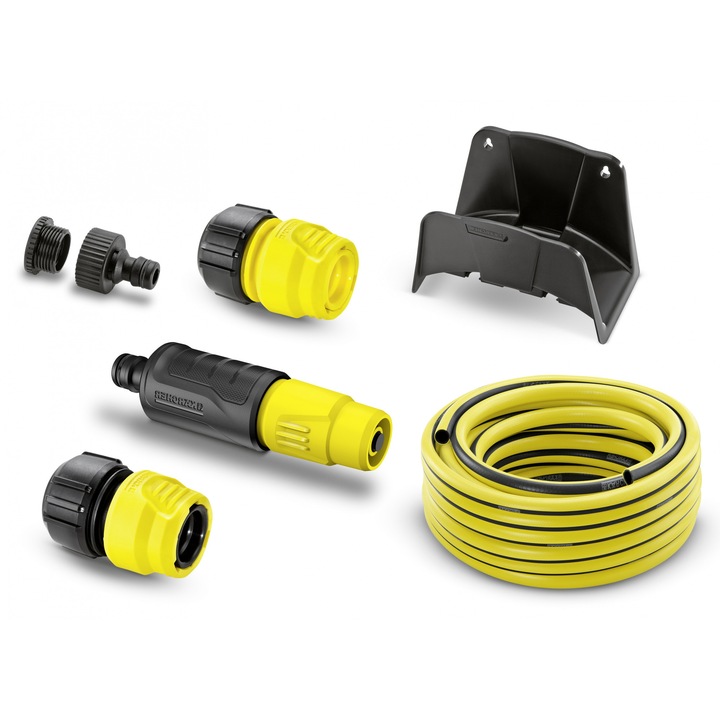 Маркуч за градина, 1/2" 15м, адаптер G1 с редуктор G3/4, стойка, Karcher