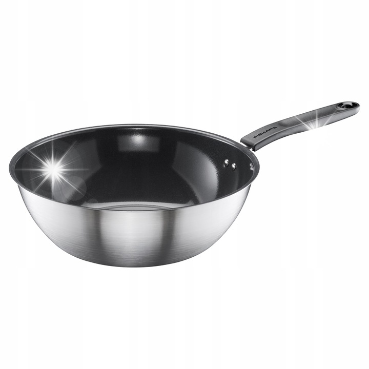 Тиган уок Fiskars Functional Form 28 см, керамика Ceratec, неръждаема стомана, рециклируем