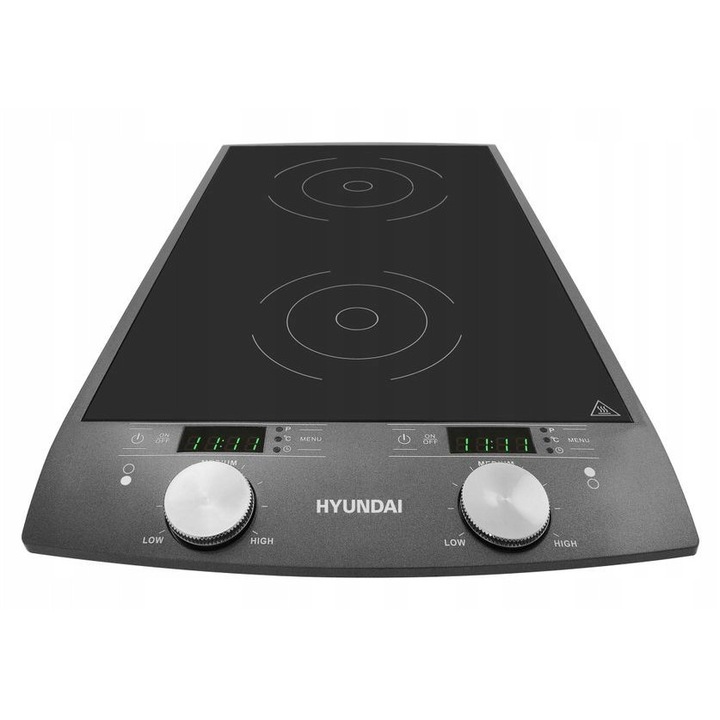 Електрически котлон, Hyundai IND233, 2900W, 2 зони за готвене, таймер 180 мин, керамичен, LED дисплей, 29x26см