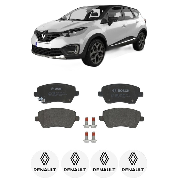Set placute frana Fata RENAULT CAPTUR I (J5_, H5_) 0.9 TCe 90 din 2013, KW 66 CP 90 CMC 898, Auto, Bosch, 4 Stickere auto cu RENAULT