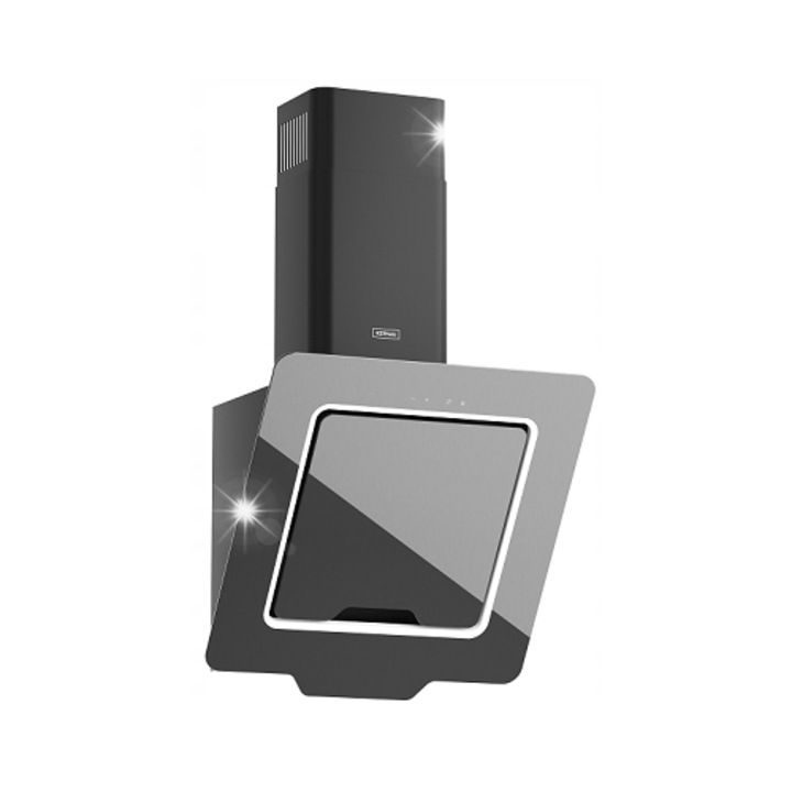 Hota de perete Kernau KCH 3760 BW, sticla neagra, 60cm, iluminare halogen, control tactil