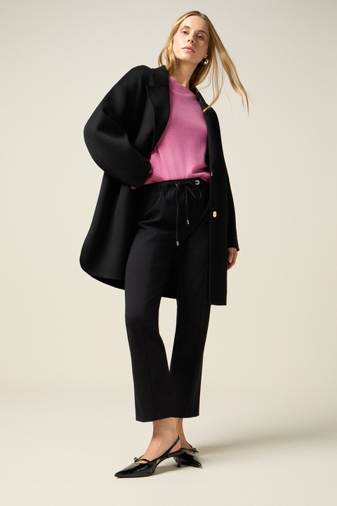 OLTRE, Pantaloni capri cu talie inalta, Negru