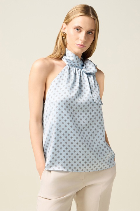 OLTRE, Bluza cu decolteu halter, fara maneci, Albastru deschis