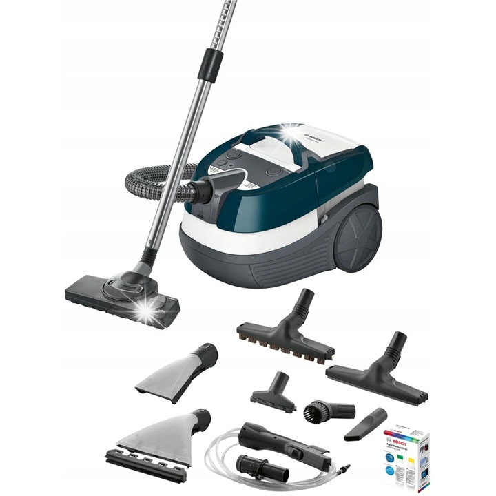 Мултифункционална прахосмукачка Bosch AquaWash&Clean, 1700W, 5L, EPA филтрация, син