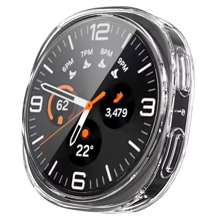 Luxus tok Samsung Galaxy Watch 8 / Watch 8 Classic modellekhez, Teljes ütésvédelem, Átlátszó - Samsung Galaxy Watch 44mm