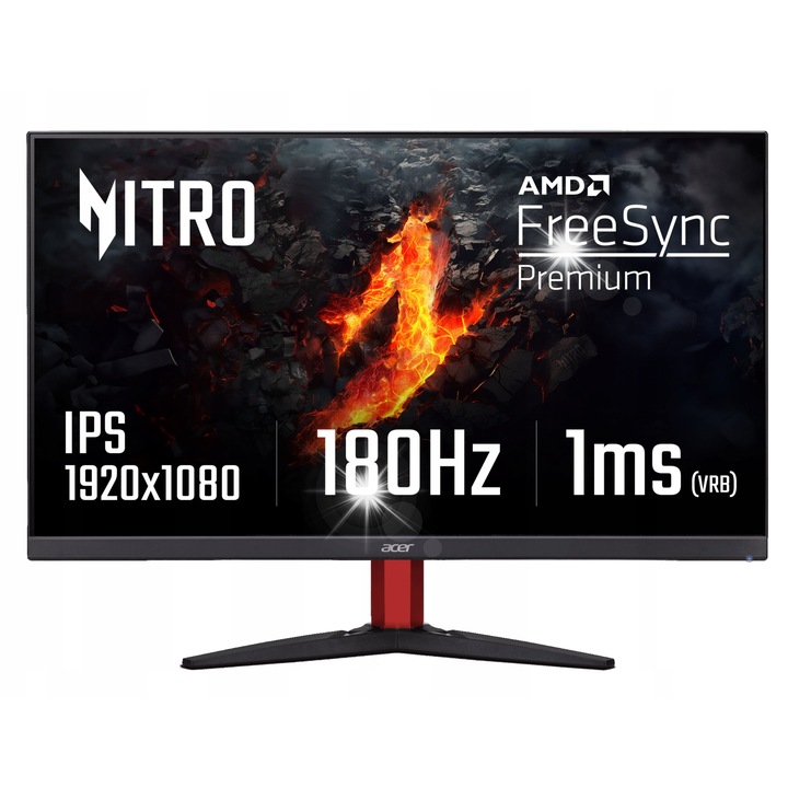 Монитор Acer Nitro KG272, 27", 180Hz, IPS, HDR 10, черен/червен