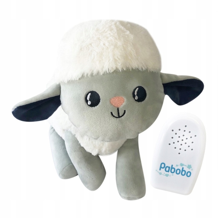 Плюшена играчка Pabobo, 7 звука, бяла, за новородени
