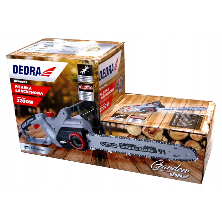 Електрически верижен трион, Dedra DED8702, 2,2kW, 40см, система за опъване без инструменти, тегло 4,3кг