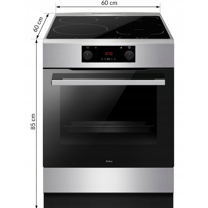 Готварска печка: Aragaz, Amica, 4 зони за готвене, инокс, 60x60x85см