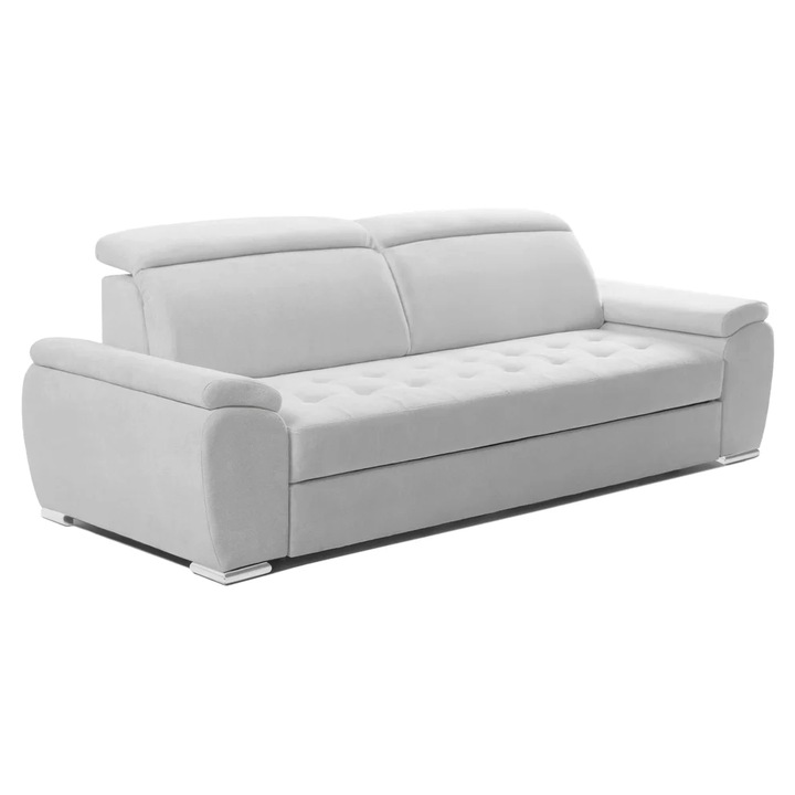 Canapea Extensibila 3 locuri TRENDY, cu tetiere si cotiere reglabile, 250x95x105 cm, Gri Argintiu - Memphis