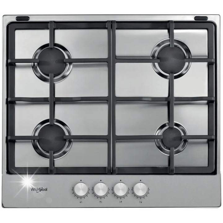 Газов плот с 4 горелки, Whirlpool, TGML 660IX, инокс, 58x51x3,8см