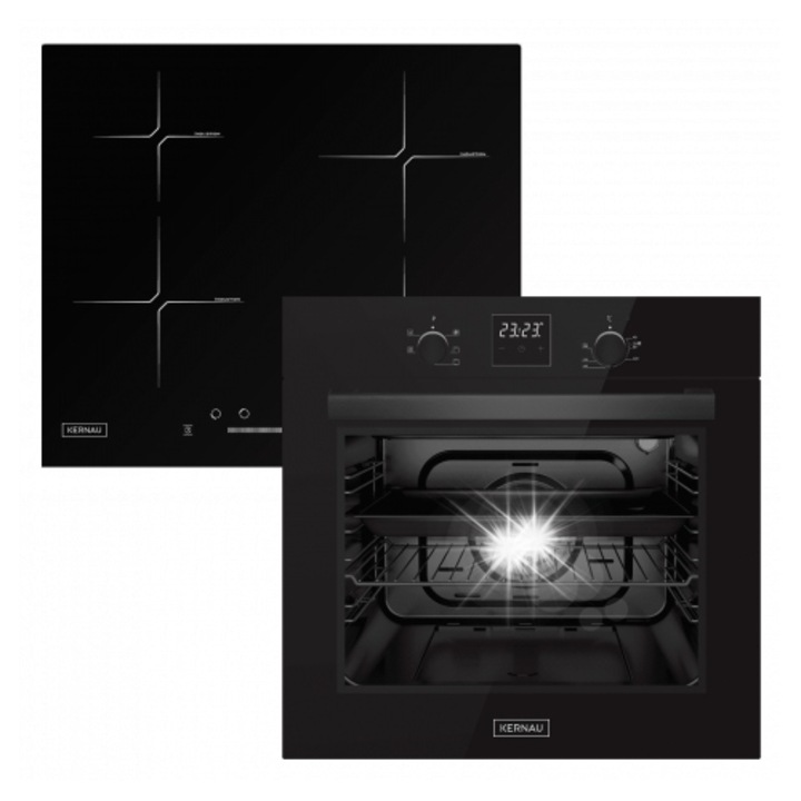 Комплект електрическа фурна и индукционен плот KBOS 641 BI, 60 см, 6 функции, черен