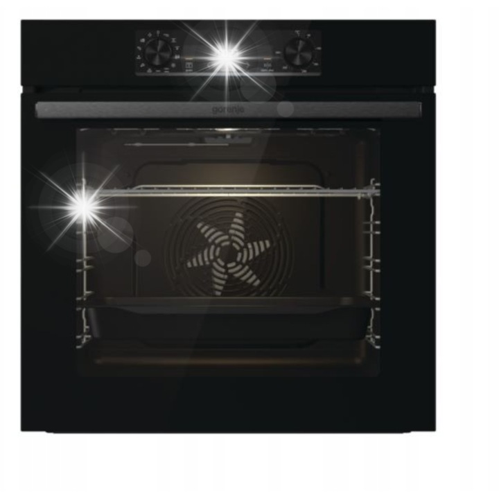 Електрическа фурна Gorenje, модел BO6737E02BG, 77л, черна, функция грил и вентилатор, бързо нагряване
