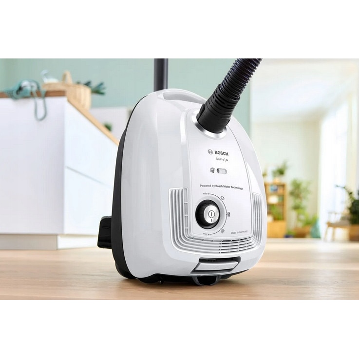 Aspirator cu sac Bosch BGL 38WH2, 600W, filtru HEPA, alb, 10m raza de actiune