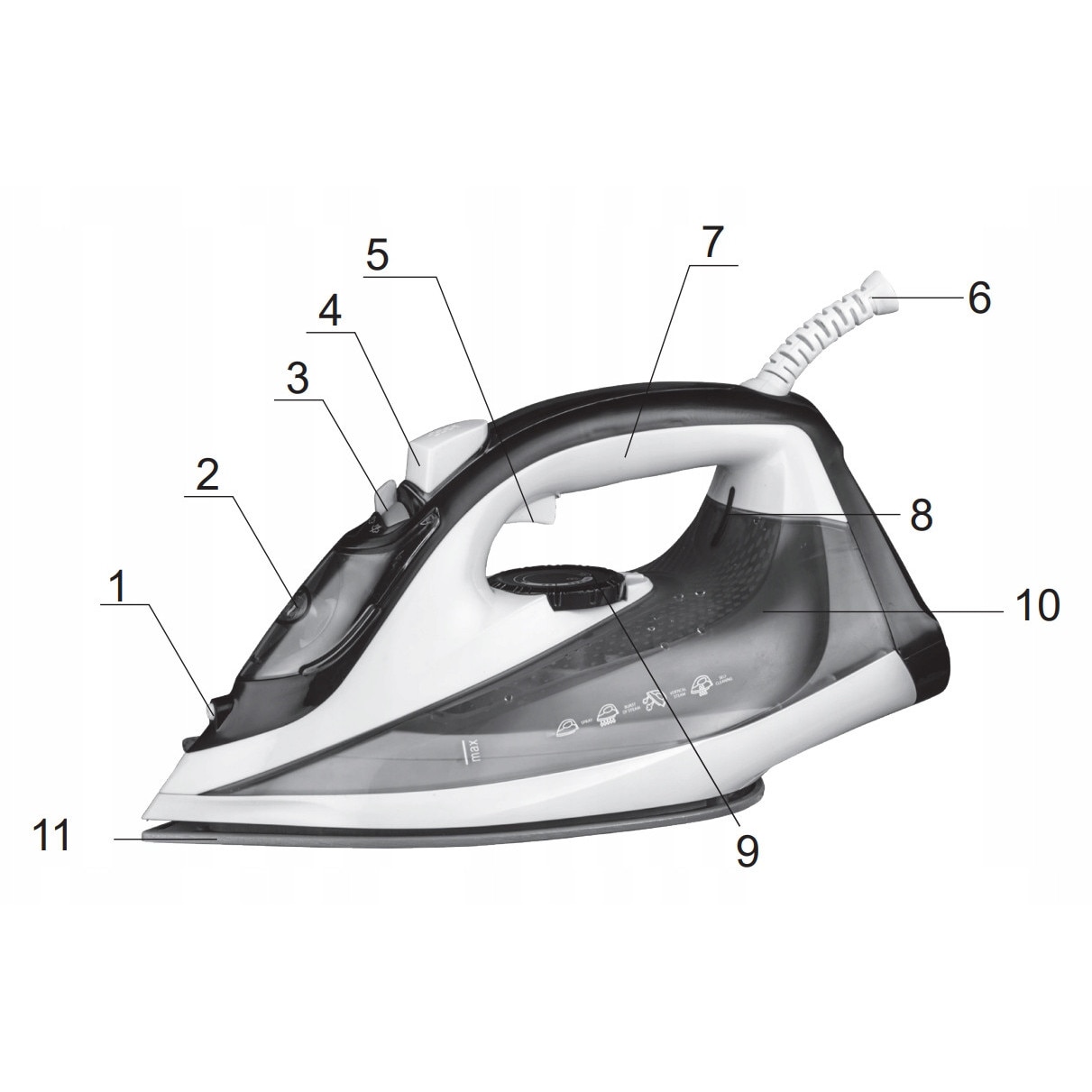 Fier de calcat cu abur Maestro MR-306C, 2200W, ceramica, 28x11,8x15cm