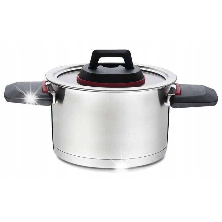 Тенджера Maestro 16см, 1,6л, инокс, със стъклен капак, система FOLD'in