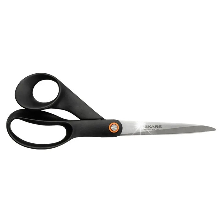 Универсални ножици Fiskars, 21 см, черни, неръждаема стомана, ергономична дръжка