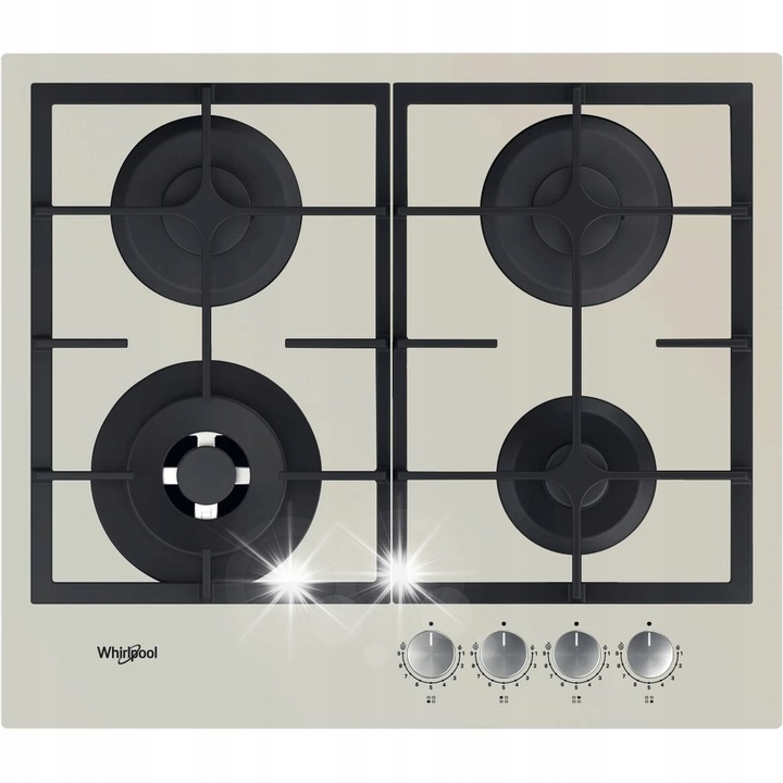 Газов плот Whirlpool GOFL 629/S, 4 горелки, 3500W, бежов, размери 59x51x4,9см